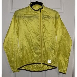 Novara Cycling Jersey Windbreaker Jacket Womens Packable Zip Yellow Biking Small